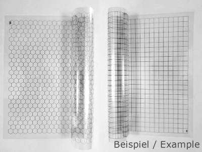 10 Rasterfolie transparent A4 (29,7 x 21,0 cm) hex oder quadratisch