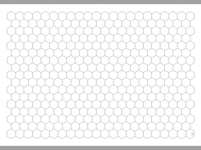 Transparent Grid Sheet A2 (59,4 x 42,0 cm) Hexagon 1 Inch